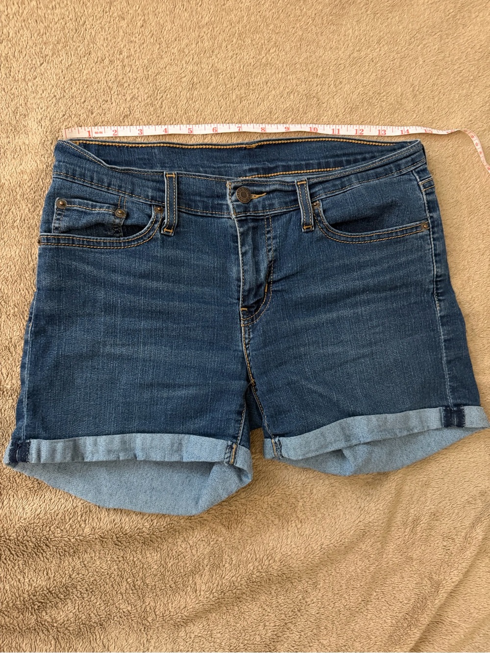 Levi's Dark Blue Rolled Cuff Denim Shorts